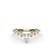 Yellow Gold Pear And Round Diamond Stackable Ring/Band With Sher Prong Setting